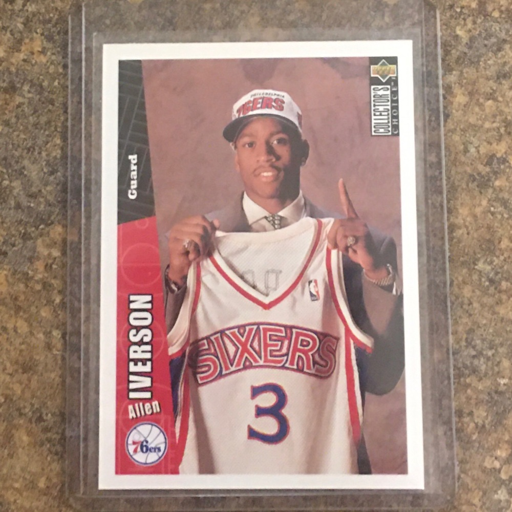 Allen Iverson Philadelphia 76ERS #1 Draft Pick Collectible Rookie Card - VGC.